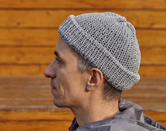 Handmade Brown Knitted Cotton Hat 