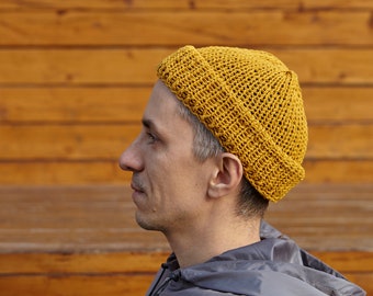 Mustard Knit Beanie | Etsy Ireland