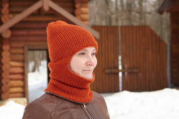 Men/'s Knitted Balaclava In Mustard 4ply Yarn Hand Made