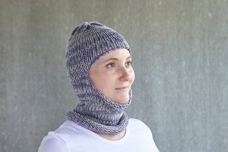 Knitted Balaclava Knit Face Mask Fashion Autumn Spring Summer Hat Crochet Wool Hood Hiking Ski Men Women Unisex Handmade Marble Blue Beige
