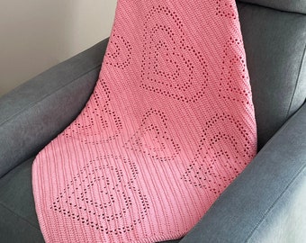 Hearts Baby Blanket - PDF Filet Crochet Pattern - English Version - Instant Download - Filet Crochet