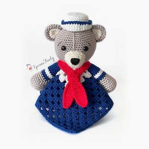 Sailor Bear Lovey - PDF Crochet Pattern - English Version - Instant Download - Amigurumi Crochet