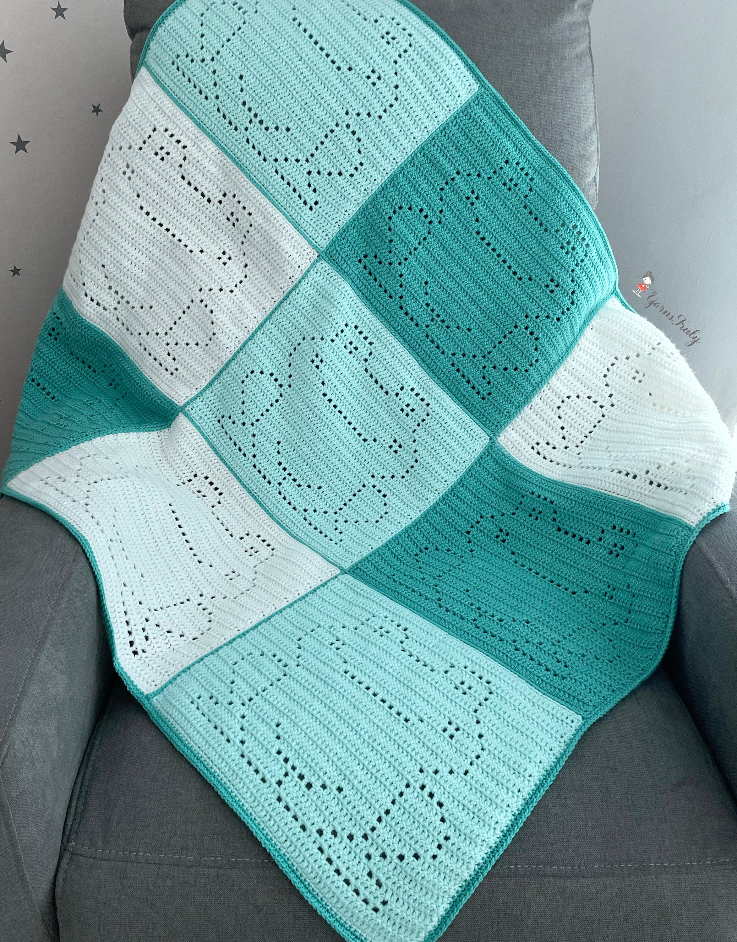 Ribbit Ribbit Baby Blanket - Frog Blanket Pattern - PDF Filet Crochet Pattern - English Version - Instant Download - Filet Crochet