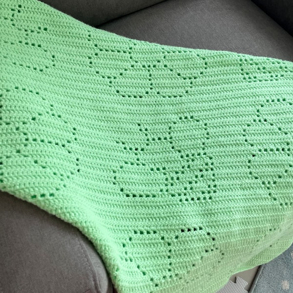 Spring Garden Baby Blanket - PDF Filet Crochet Pattern - English Version - Instant Download - Filet Crochet