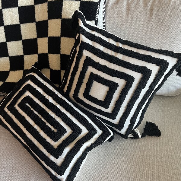 Black Lumbar Pillow Etsy