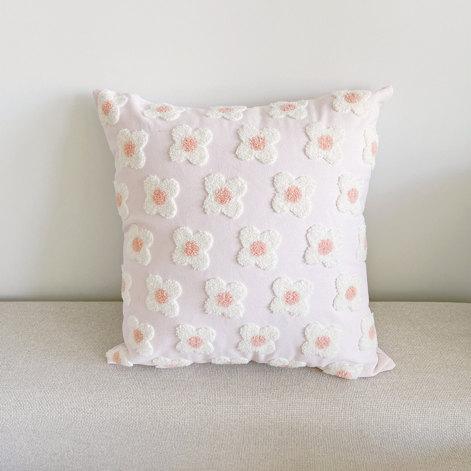 Pink Flower Pillow/pink Floral Pillow Cover/lovely Throw Etsy