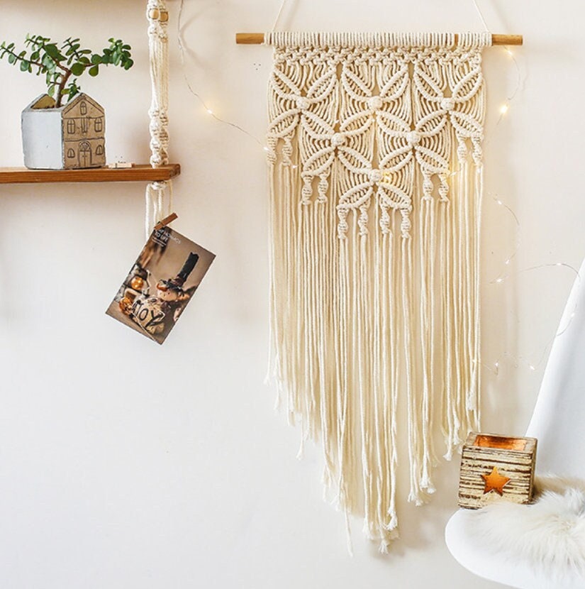 New Handmade Macrame Faux Bohemian Wall Hanging Tapestry Tassel Art Room Decor