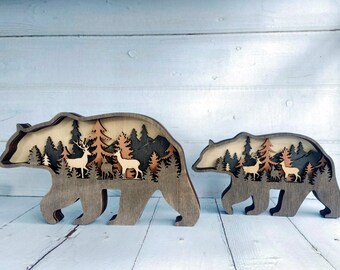 Rustic bear decor/Farmhouse decor bear statue/Decorative cabin decor bear art/ Mountain decor style