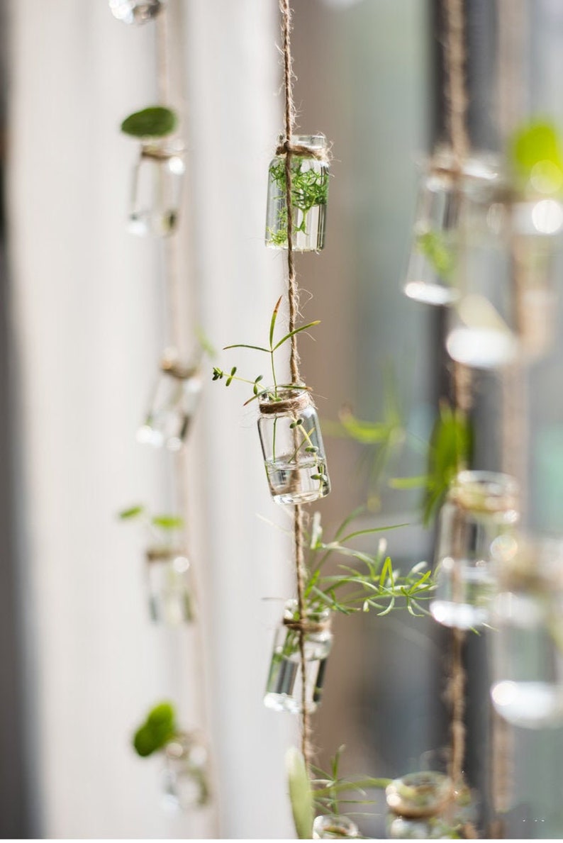 Rustic Rope Hanging Small Glass Bud Vase Various Sizes Set of Etsy
