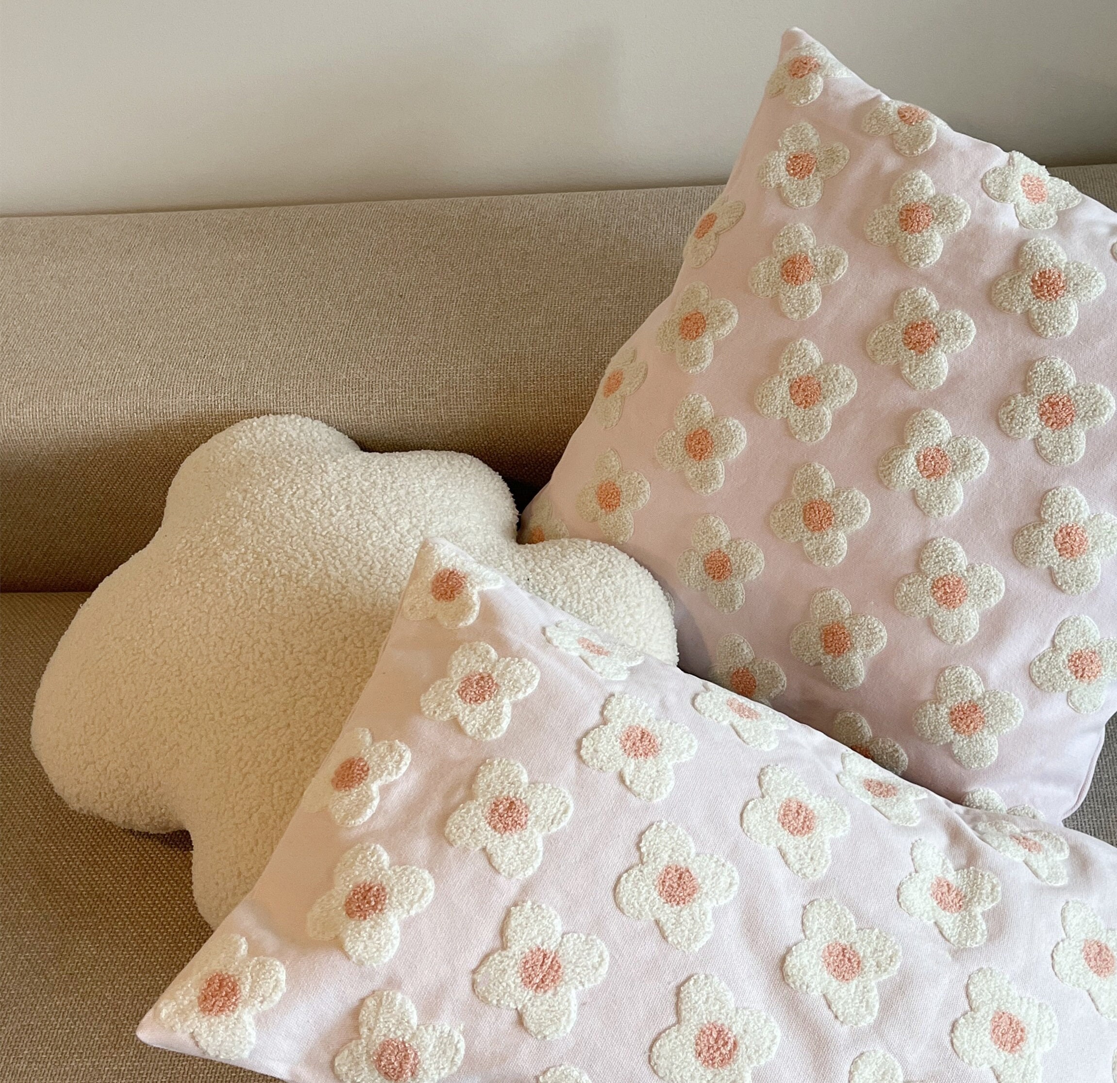 Pink Flower Pillow/pink Floral Pillow Cover/lovely Throw Etsy