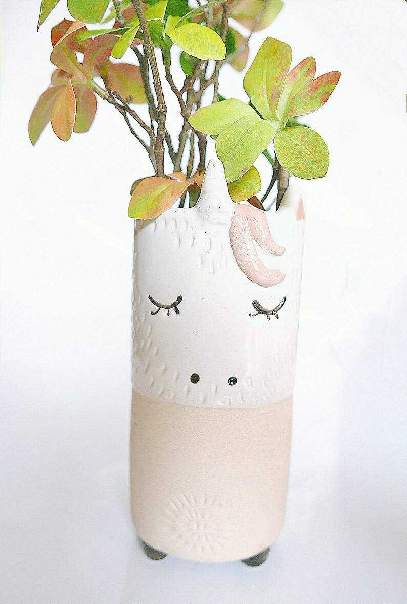 Ceramic Unicorn Container/ Tall Unicorn Flower Vase/Utensil Etsy