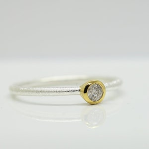 Delicate silver ring diamond, engagement ring, stacking ring gold setting