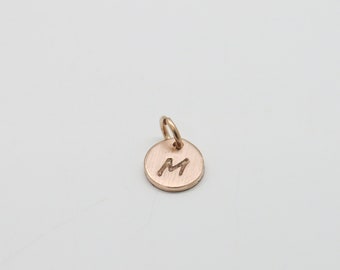 Gold pendant 585/14k rose gold 6 mm plate pendant & engraving letters, customizable