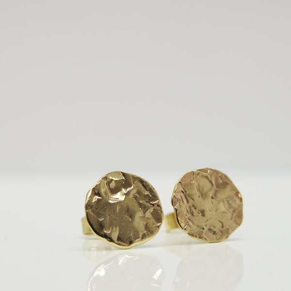 Structure point... Gold stud earrings 8.5 mm large, 333/8k gold