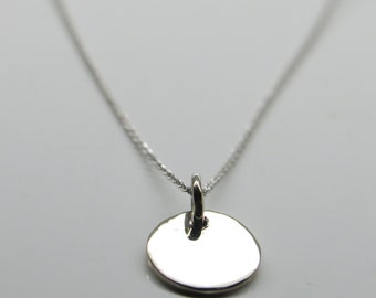14k white gold chain with 10 mm plate pendant personalized & engraving letters on request