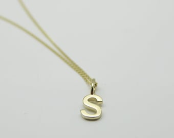 Personal gift, gold chain with small letter pendant solid 8k/333 gold