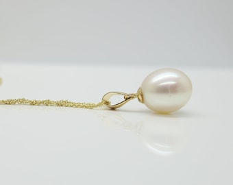 Gold chain 14k cultured pearl necklace 585 gold