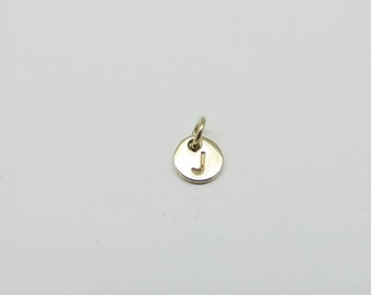 Pendentif or blanc 14k plaque 6 mm or & lettre désirée ou coeur minimaliste