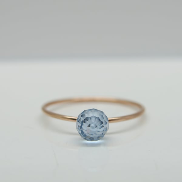 Delicate gold ring, engagement ring, pre-plug ring luminous aquamarine Blue 585 rose gold/ 14k red gold