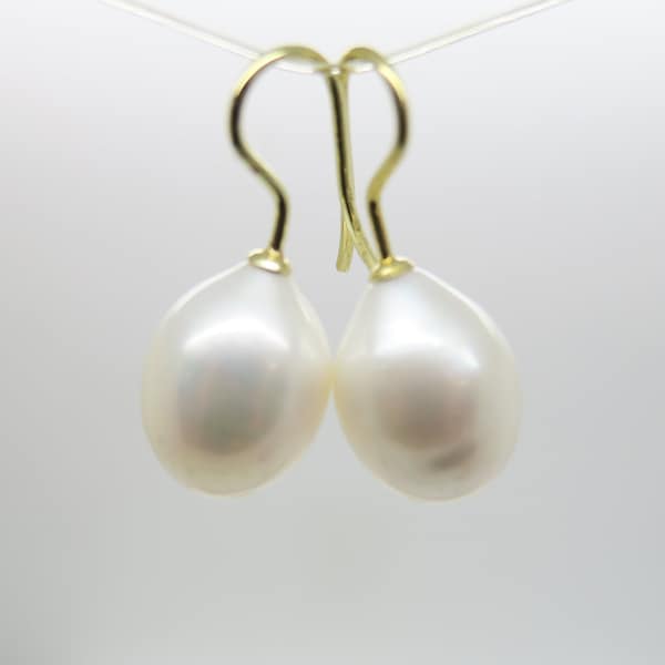 Große Perlen Ohrhänger hochwertig 18k vergoldet
