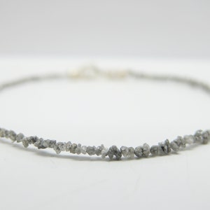 Rough diamonds, noble bracelet with sparkling, small silver-grey diamonds & 925 silver