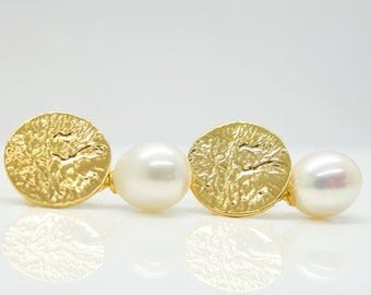 Large beaded earrings silver high quality 18k gold plated