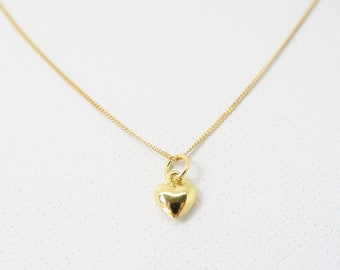 Geschenk  Goldherz zum Jahrestag, Valentinstag, Muttertag, Taufe, wirklich ganz zarte 8k Goldkette mit tiny Anhänger Herzchen 333er Gold