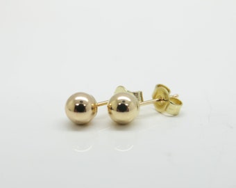 9k Prise d’oreilles à bille d’oreilles en or classique Boucles d’oreilles brillantes 4 mm bille 9k Or minimaliste