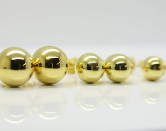 Large ball stud earrings 925 silver 24k gold, gold plated