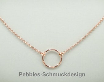 endless! delicate & elegant necklace with circle pendant, high-quality 925 silver, gold-plated, rose gold