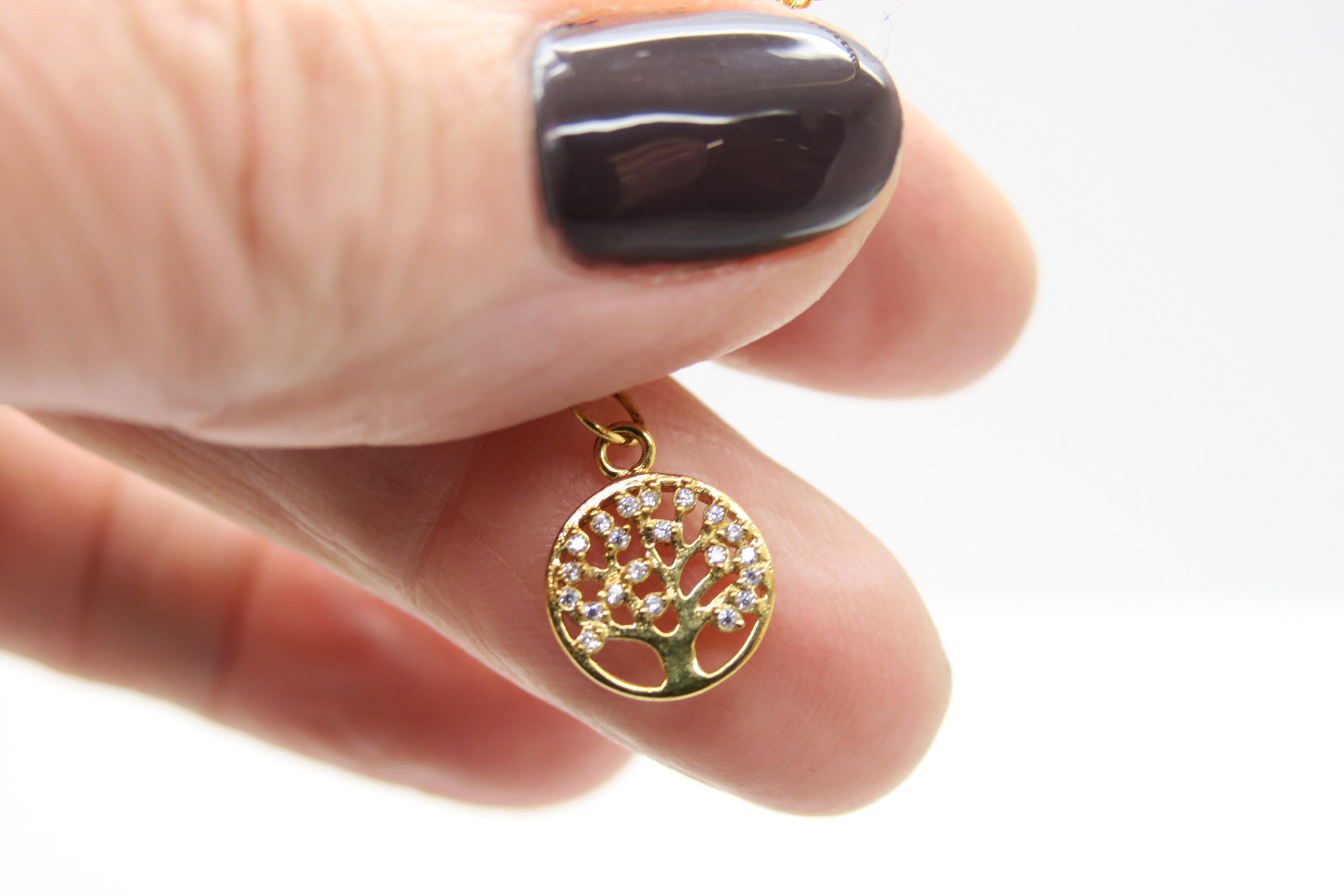 Collana placcata oro con motivo dell'albero della vita, ARGENTO 925