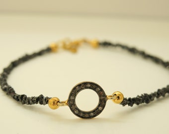 Bracelet with diamonds, Infinity silver 18k gold plated