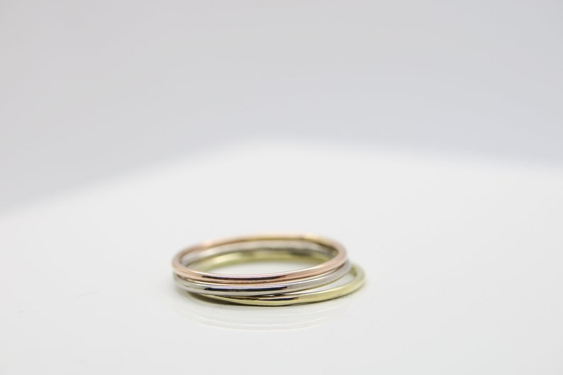 Delicate 1 mm basic ring 585/14k yellow, red or white gold by PebblesSchmuckdesign image 3