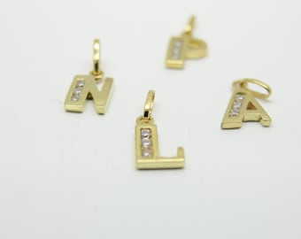 Goldanhänger Buchstaben-Anhänger massiv 8k/333er Gold mit Zirkonia wie Diamanten
