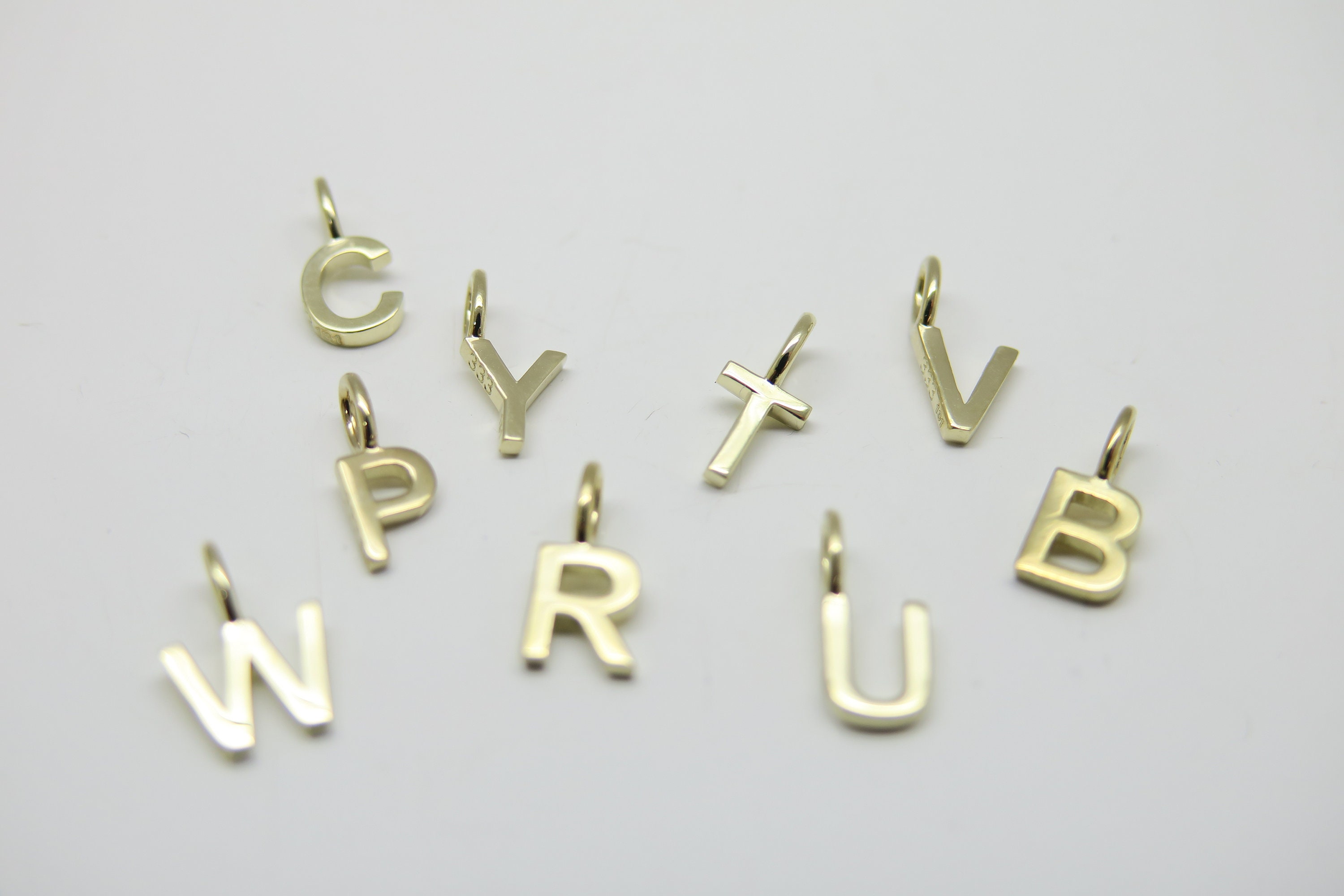 Personal Gift, Gold Chain With Small Letter Pendant Solid 8k