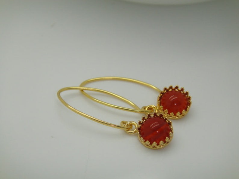 princess... Gemstone earrings & 925 gold plated image 2