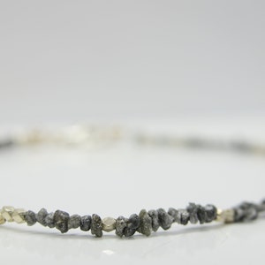 Rough diamonds, noble bracelet with sparkling, small grey diamonds & 925 silver image 4