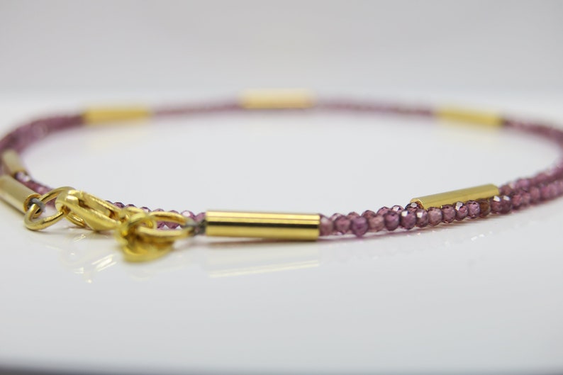 Sweet tiny...delicate garnet necklace 925 gold plated image 4