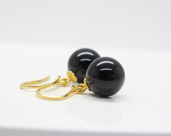 PUR & Edel...Ohrhänger black Onyx 925 Silber verg.