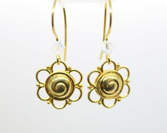 Flowers! noble earrings 925 silver gold plated