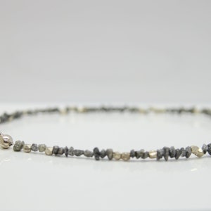 Rough diamonds, noble bracelet with sparkling, small grey diamonds & 925 silver image 2