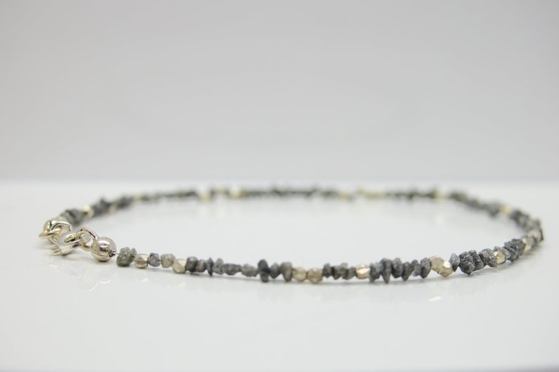 Rough diamonds, noble bracelet with sparkling, small grey diamonds & 925 silver image 2