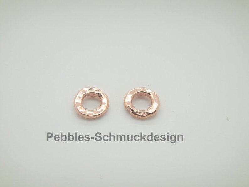 Pebbles-Donuts Goldener Ohrstecker gehämmerte Struktur 925 Silber vergoldet Bild 4