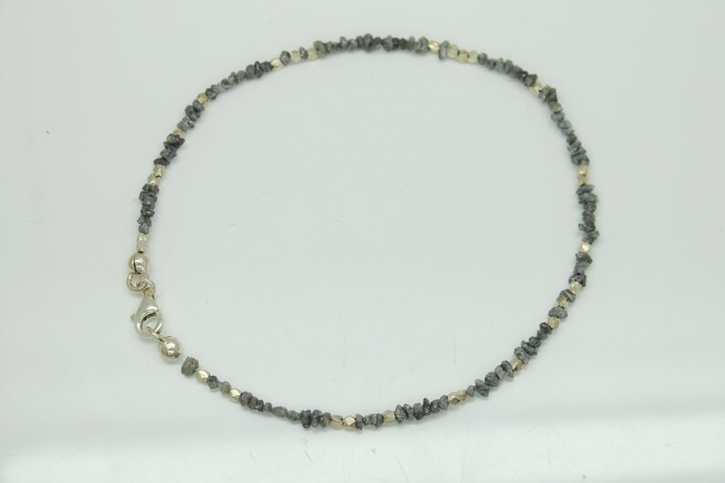 Rough diamonds, noble bracelet with sparkling, small grey diamonds & 925 silver image 6