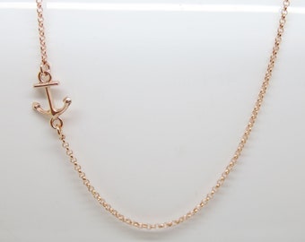 Necklace with Pendant Anchor 925 Silver Gold Rose Gold Minimalist