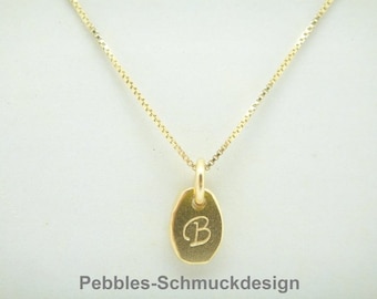 Silver chain with pendant engraving/ desired letter silver, gold