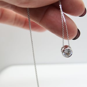 Diamond delicate necklace with pendant zirconia in 375/9k white gold image 10