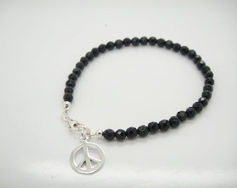 Peace ! Onyx Bracelet 925 Argent