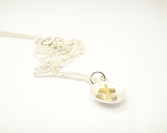 Silberkette tiny cross zarte Kette gold  Kreuz 925 Silber