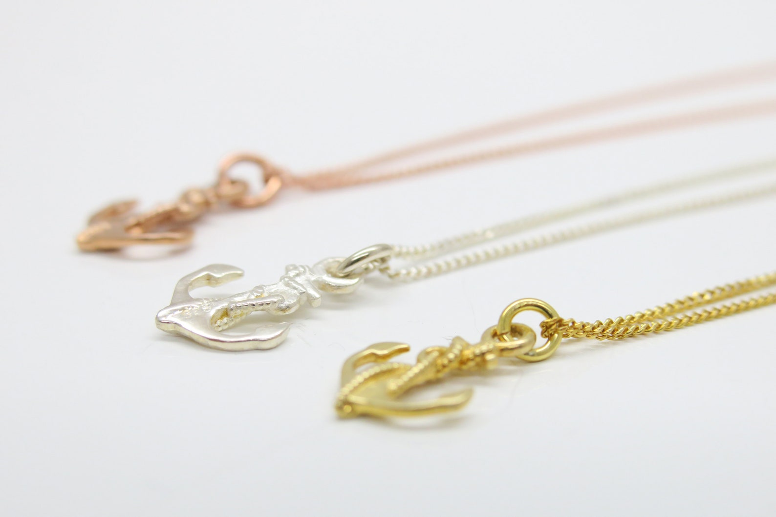 Short silver chain Tiny Anchor delicate necklace 925 silver | Etsy